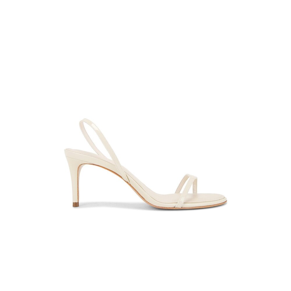Schutz Diana Mid Sandal in Off White almond toe sling-back mid heel open toe